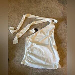H&M White One-Shoulder Halter Top